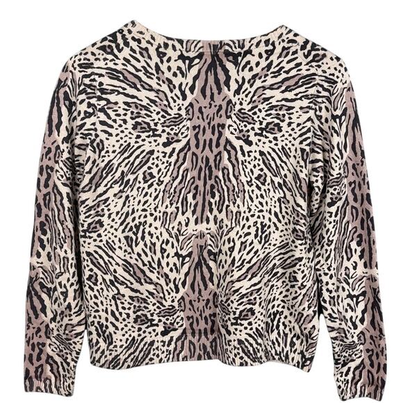 ATM Women's Cashmere Blend V-Neck Sweater Animal Print Size S NWT Elevated - Picture 4 of 11